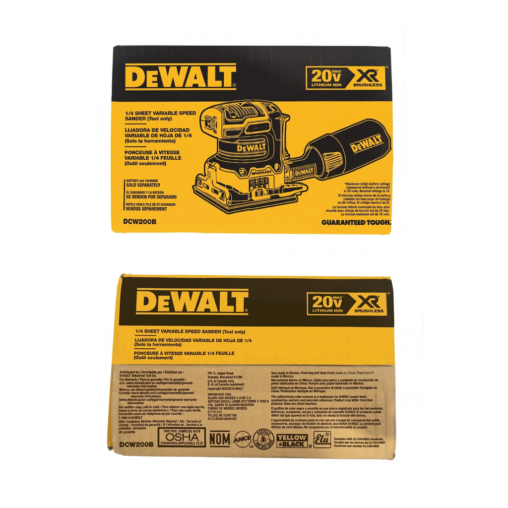 DEWALT 20V MAX XR Brushless Cordless 1/4 Sheet Variable Speed Sander (Tool Only) DCW200B