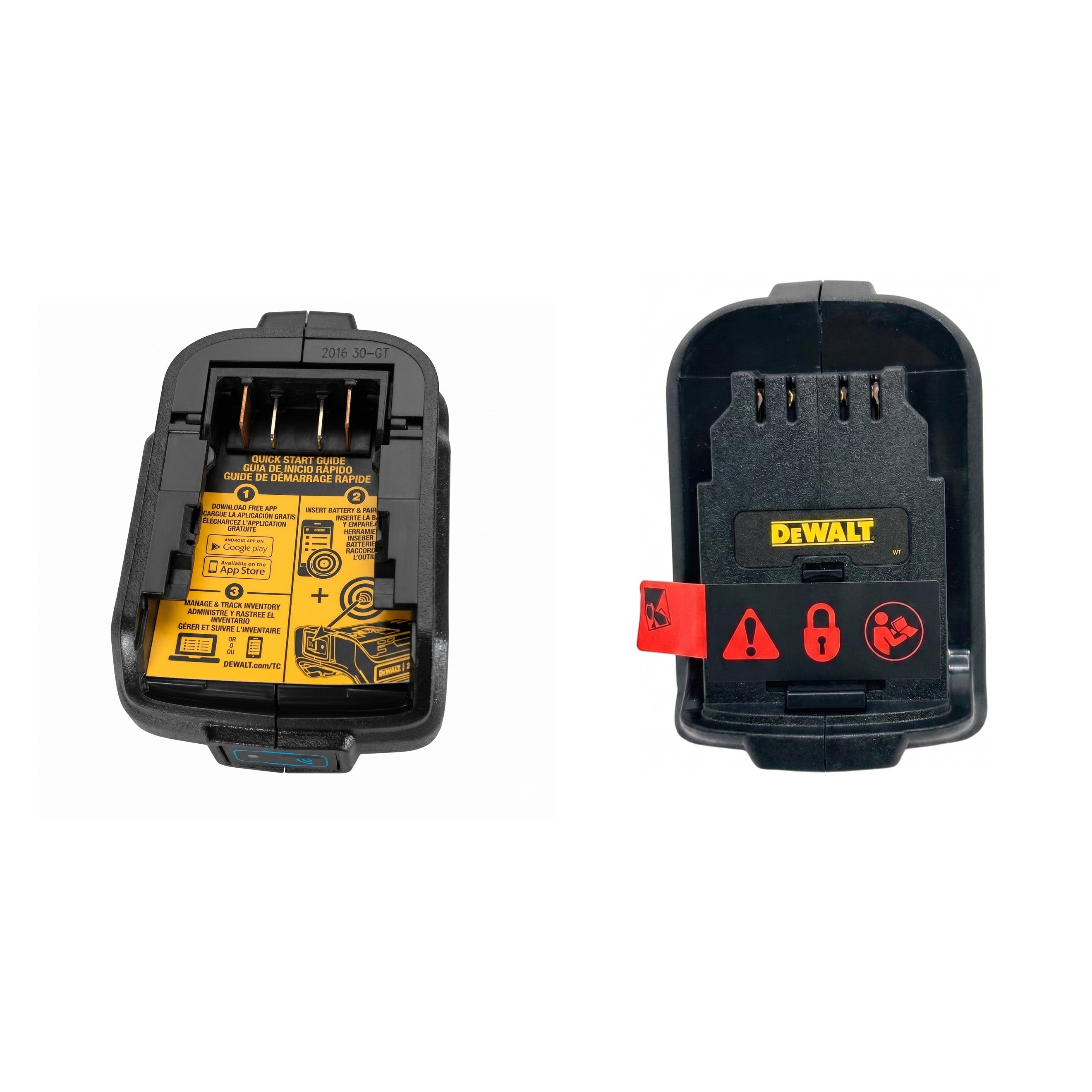 DEWALT Tool Bluetooth Smart Tracker 20V MAX* Connector for Tool Tracking & Security, Finder &Adapter for Battery Pack, (100ft Bluetooth Connectivity) DCE040